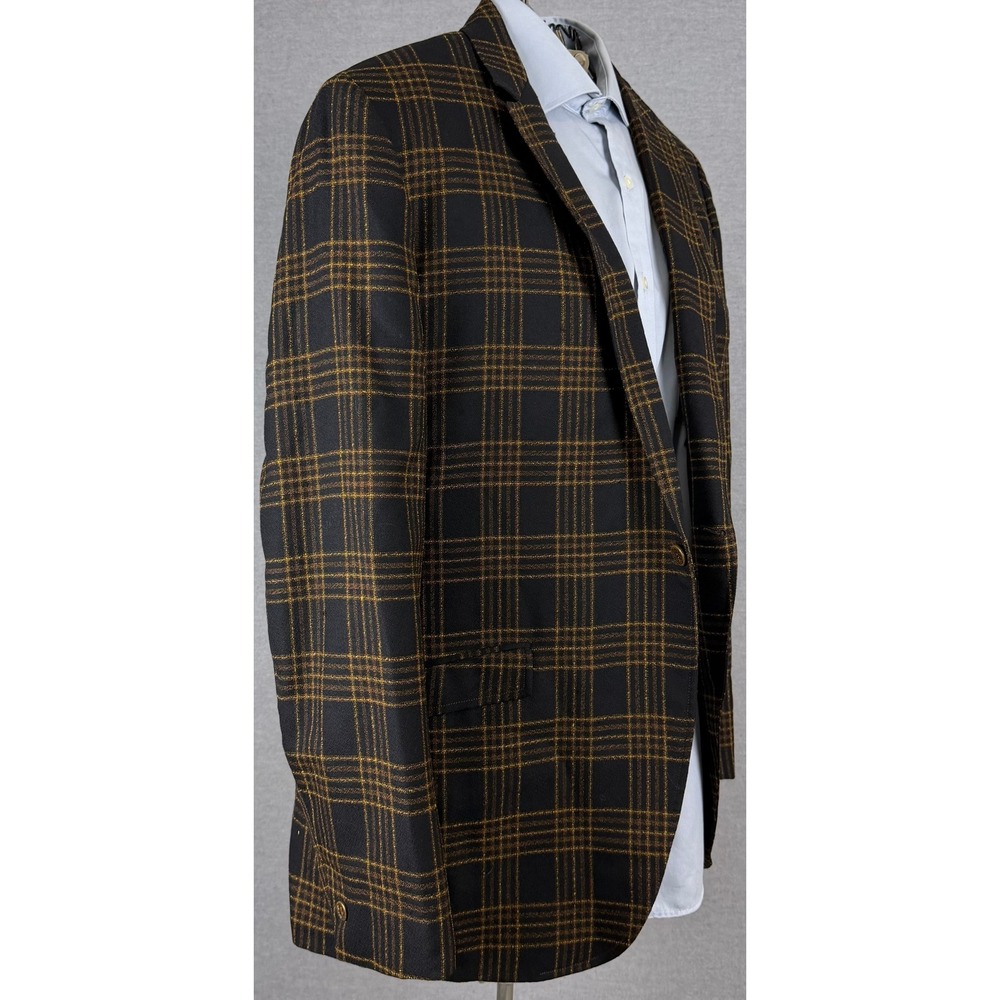 Vintage 60s Phoenix Rockabilly Blazer Black Gold Plaid Sport Coat